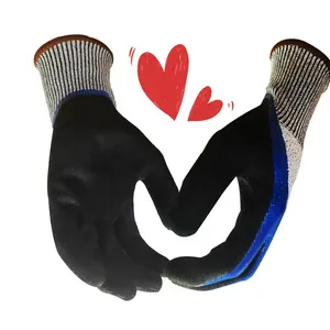 Gants trempés dans du nitrile HPPE 3/4 gants résistants aux coupures construction de gants de sécurité niveau 5