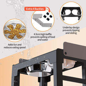 ZMaker 6 mangkuk hewan peliharaan tinggi, mangkuk anjing peliharaan tinggi dapat dilipat dengan baja tahan karat dan mangkuk tempat makan lambat - Product Image 3