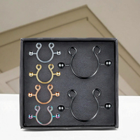 Faux anneau de mamelon 14G non piercing en acier inoxydable plaqué or ensemble de bijoux de corps à la mode Faux Piercing