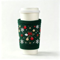Manchon de tasse à café réutilisable MSYO avec logo personnalisé, en crochet, style pull de voyage, pour thé ou glace, motif pull de Noël