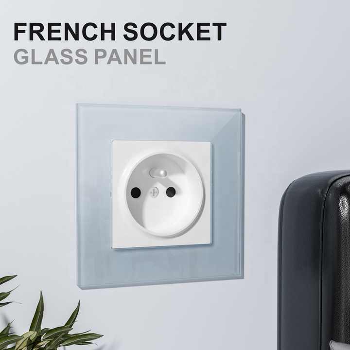 European Standard Glass Panel Electrical Socket With Grounding EU Type ...