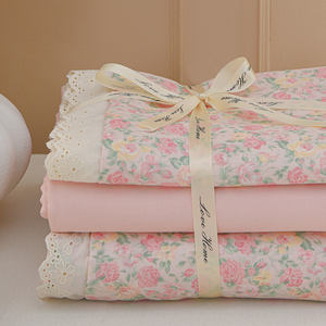 <strong>Double</strong>-layer Gauze Bedding Floral Lace <strong>Duvet</strong> <strong>Cover</strong> Set, 100% Organic Cotton Bedsheets Girls Single <strong>Double</strong> Bedding Set - Product Image 1