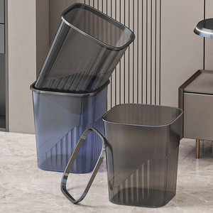 Transparent Rectangular Trash Can <b>Large</b> Capacity Lidless Indoor <b>Kitchen</b> Bedroom Bathroom Waste <b>Bin</b> - Product Image 1