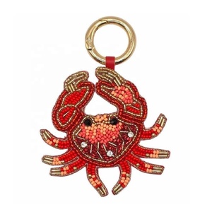 Beaded <b>Crab</b> Design Bag Charm Keychain Bag Hold to Keys or Bag Charm Embroidery Beaded for Birthday Anniversary Gifted Keychain - Product Image 2