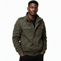 Blouson cargo unisexe en coton, col montant, 7 poches multiples, fermeture éclair intégrale, boutons-pression, style vintage, coupe-vent et imperméable
