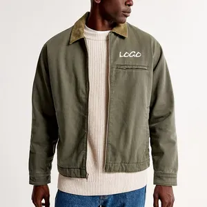 Man's Custom Workwear Lined Jacket Heavy Canvas Winter Coaches Jacket durable Zip Worker Jacket For Men