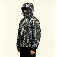 Doudoune à capuche personnalisée coupe oversize style Techwear imprimé marbré coupe-vent hiver
