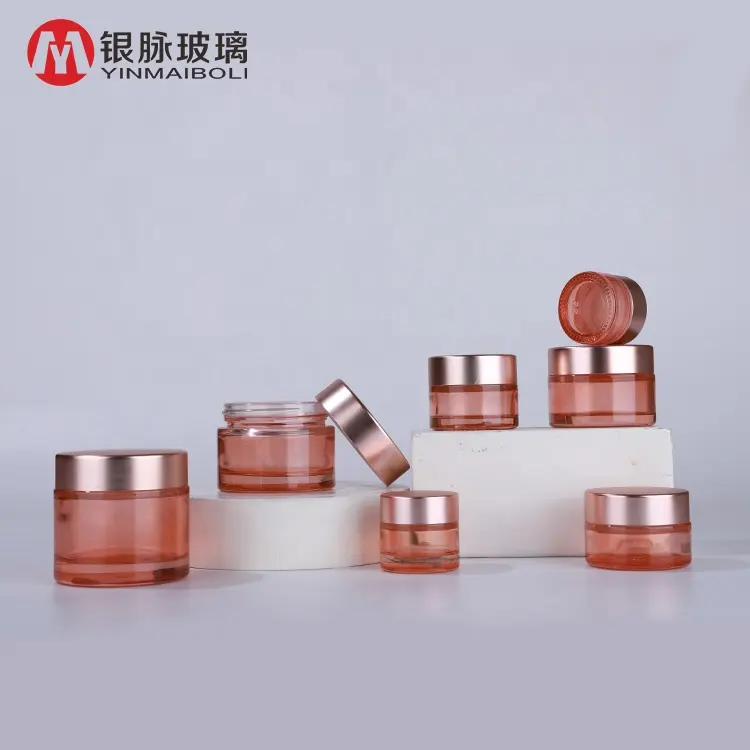 Sang Trọng Mỹ Phẩm 5 Gam 10 Gam 20 Gam 30 Gam 50 Gam 100 Gam Ánh Sáng Rose Gold Vòng Glass Mỹ Phẩm Jar Cho Kem