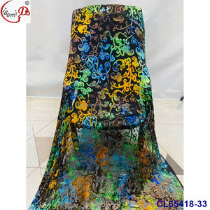 Tela de Seda de Moda con Flores Cortadas a Mano de Terciopelo Diract de 3.5 Yardas + Garbasar de 2 Yardas CL65418 - Product Image 4