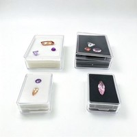 Boîte de rangement pour bijoux à 18 compartiments avec couvercle, plateau transparent pour gemmes, présentoir pour pierres brutes, boîte de pose de bagues, rectangulaire, simplicité