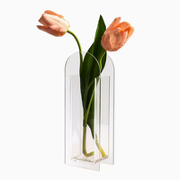 Vase Moderne en Acrylique pour Arrangement Floral Hydroponique – Design Simple et Transparent pour Table de Salon – Mini Vase en Plastique Mat
