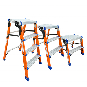 Échelle pliante industrielle <span class=keywords><strong>en</strong></span> <span class=keywords><strong>fibre</strong></span> <span class=keywords><strong>de</strong></span> <span class=keywords><strong>verre</strong></span>, normes européennes, avec marches antidérapantes larges, sélectionnée à la main, capacité 150 kg, pour extérieur et supermarché, modèle 2 - Product Image 5