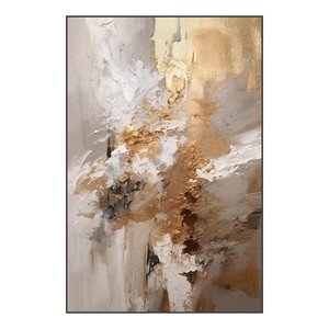 Pintura al óleo abstracta moderna sobre lienzo, marco rectangular negro, arte decorativo dibujado a mano para sala de estar, pared de entrada - Product Image 5