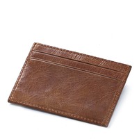 Dompet Kartu Kredit Kulit Anti-Maling RFID Blocking Ultra Tipis Sederhana untuk Pria, Grosir dan Dapat Dikustomisasi