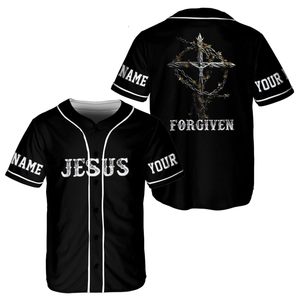 Vêtements chrétiens nom personnalisé maillot de baseball impression 3d jésus vêtements vintage baseball chemise hommes unisexe t-shirt - Product Image 2