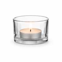 Support de bougie en verre transparent personnalisé avec logo, mini, court, rond, à base épaisse, pour bougies chauffe-plat, vente en gros pour la décoration de table à la maison
