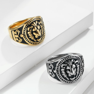 European Style Lion Head Titanium Steel <b>Ring</b> For Men Retro Fashion Jewelry Gift - Product Image 2