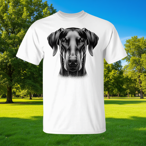 Camiseta con diseño de cabeza de Doberman y orejas caídas, ropa promocional - Product Image 3