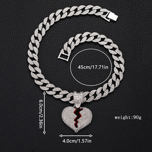 Collar con Colgante de Corazón Roto Estilo Hip Hop para Hombre y Mujer, Diseño de Moda - Product Image 2