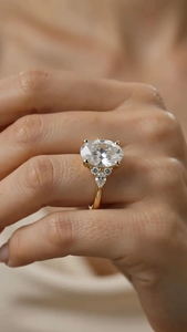 3CT Oval Cut Lab Grown Diamond <b>Engagement</b> <b>Ring</b>, Floral Diamond <b>Ring</b>, 14K Gold Promise <b>Ring</b>, <b>Unique</b> Bridal Jewelry Gift - Product Image 4