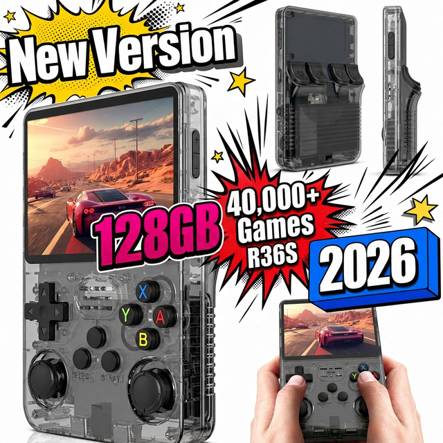 2026 Arkos 128G R36S Retro Handheld Game Console 3.5" IPS640*480 Linux RK3326 1GB RAM Hall Joystick 40,000 Games for PS1 PSP N64