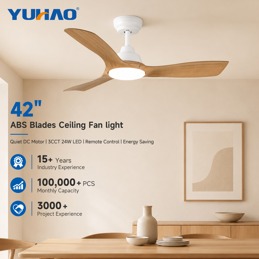 OEM ODM Space Tidy Quick Install Muted Sound 42 Inch Small Indoor Residential BLDC Led Ceiling Light With Fan