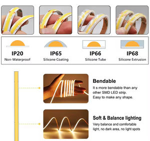 Tira de Luces LED COB sin Puntos al por Mayor, 12v 24v, Certificación CE, RoHS, UL, Color Personalizable, Ajustable y Flexible - Product Image 5