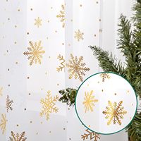 XinLan rideaux transparents de Noël 84 pouces de longueur or flocon de neige feuille impression rideaux de fenêtre pour salon