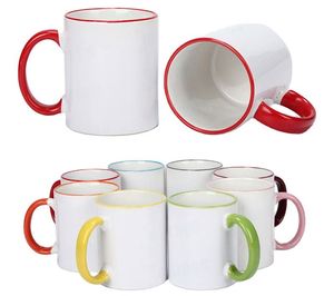 Tasse en céramique de 350 ml (11 oz) avec anse ronde, bord coloré, impression par sublimation d'images et de logos, emballage sécurisé - Product Image 3