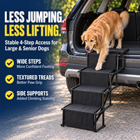Rampe pour chiens pour voitures et SUV, 4 marches larges antidérapantes avec barrières latérales, capacité de 132 lb pour grands chiens âgés, OEM ODM