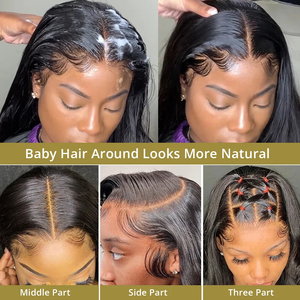 Perruques de cheveux humains frontales en dentelle HD transparente 13x4, lisses à 200 %, pré-épilées, en cheveux indiens Remy bruts, pour femmes, à prix abordable - Product Image 2