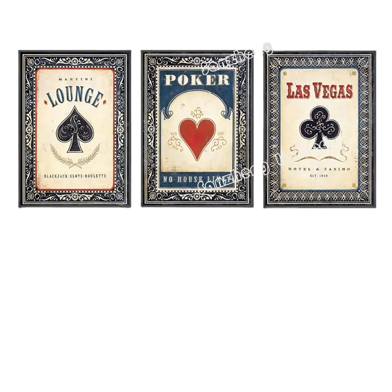 HD tuval Casino yağlıboya duvar resimleri için Club Casino bar restoran Poker kartları tuval resimleri kumar Poker resimleri