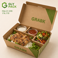 Boîte à lunch jetable personnalisée en papier kraft avec 1/2/3/4/5 compartiments, contenants alimentaires de qualité pour repas, salades et plats à emporter