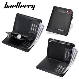 Portefeuille Baellerry pour homme en cuir PU, poche avant, petit portefeuille fin à fermeture éclair, portefeuille d'affaires pour homme, porte-cartes multiples, porte-monnaie - Product Image 3
