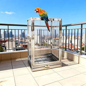 <span class=keywords><strong>Cage</strong></span> à oiseaux en acier inoxydable 304 anti-corrosion avec verre trempé amovible, maison de luxe pour oiseaux pour perroquets - Product Image 1