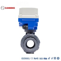 Mini-vanne à boisseau sphérique électrique en PVC-U à trois voies, type fixe, réinitialisation par coupure de courant, double action, usage industriel, eau, vapeur, huile, gaz