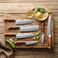 Ensemble de couteaux de cuisine de haute qualité en acier allemand avec manche en bois rouge
