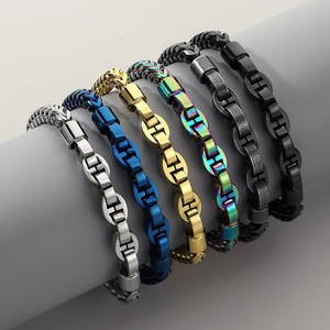 Bracelet <span class=keywords><strong>KALEN</strong></span> en acier inoxydable plaqué or poli, style vintage, chaîne et maillons en chevrons, disponible en plusieurs couleurs, idéal pour un anniversaire - Product Image 3
