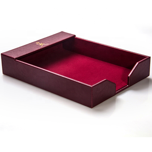 Bán buôn sang trọng Burgundy PU Da + MDF Khay tập tin bàn Mat bút đứng thẻ trường hợp đồng hồ 6 cái/bộ văn phòng bàn Phụ kiện thiết lập - Product Image 6