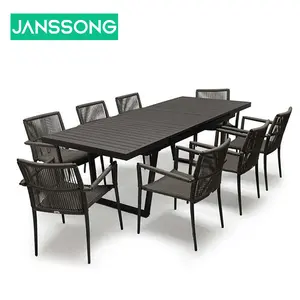 आउटडोर उद्यान सेट waterpoof टिकाऊ का विस्तार वर्ग एल्यूमीनियम आँगन मेज और कुर्सियों <span class=keywords><strong>patio</strong></span> फर्नीचर सेट आउटडोर डाइनिंग सेट - Product Image 1