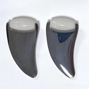 2 in 1 Multi-purpose fashionable beauty tools Metal Gua Sha Board white <b>jade</b> <b>Roller</b> Massage Tool For Face - Product Image 4