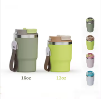Tasse à café en acier inoxydable de gobelet à double paroi isolée de voyage de thermos de vide de voiture de logo personnalisé de Hong Ling