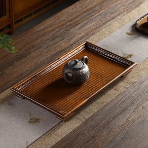 Bamboo Woven Tea Tray Japanese Retro Style Lacquer Dry Brewing <b>Table</b> Handmade Tea Serving Tray For Tea Set Accessories - Product Image 3