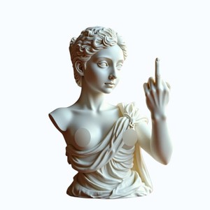 Figura Antigua de Diosa, Busto de Resina Hecho a Mano con Gesto de Dedo Medio, Arte Moderno Minimalista con Patrón de Dibujos Animados, Coleccionable, Decoración para el Hogar - Product Image 5