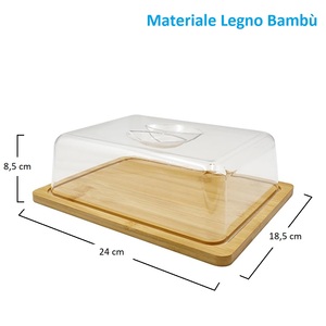 Planche à fromage en bambou avec couvercle transparent 24x18.5x8.5 cm pour servir et ranger - Product Image 2