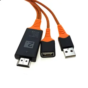 Hd To Hd Cable OEM New Full HD 2K Phone To HDTV Braided Cable USB Female To HDMI Cable Plug And Play For Type C Iphone TV Xiaomi Android Phones