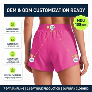 Shorts de course pour femmes 2 en 1 respirants à séchage rapide, double couche, taille haute, ceinture élastique, shorts de sport pour la salle de sport - Product Image 4