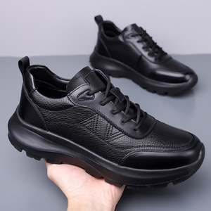 Chaussures décontractées en cuir véritable pour hommes, nouvelle collection automne 2026, légères, <span class=keywords><strong>à</strong></span> semelle souple, rehaussantes, style business décontracté - Product Image 2