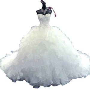 Strapless Ball Gown Wedding Dress White Ivory Tulle Ruffles Princess Tutu Skirt Natural Waistline Plus Size - Product Image 5