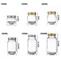 Bocaux de conserve en verre 4oz 8oz 16oz 25oz 32oz à large bouche, couvercles de bocaux en verre personnalisés pour gelée de miel